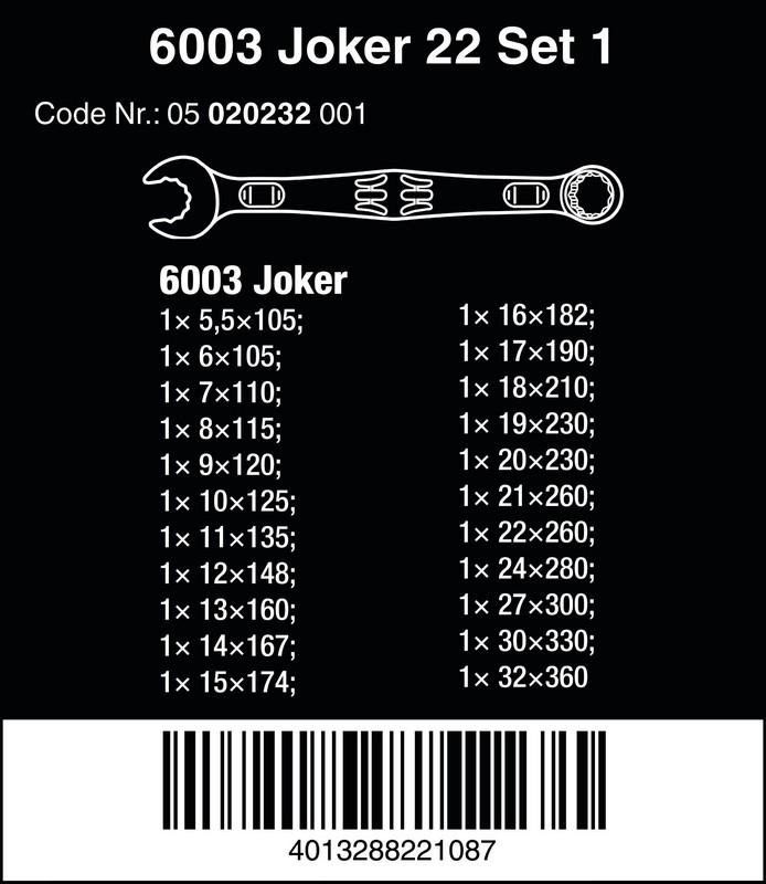Set Of Combination Spanner 6003 Joker 22 Set 1, 22 Pcs - W05020232001
