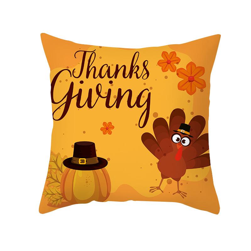 New Pumpkin Thanksgiving Pillow Cover Ins Nordic Peach Skin Printed Cushion Cushion Cover Home Products