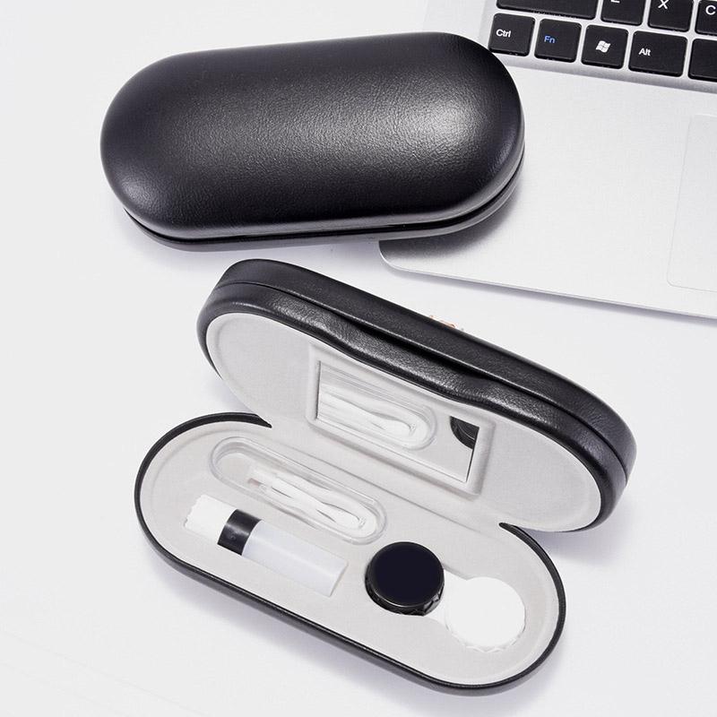 2 in 1 Doppelschichtige Brillenbox Kontaktlinsenbehälter Für Männer Frauen Kreative Duale Nutzung Brillenetui Brillen Lederbox Unisex Geschenk