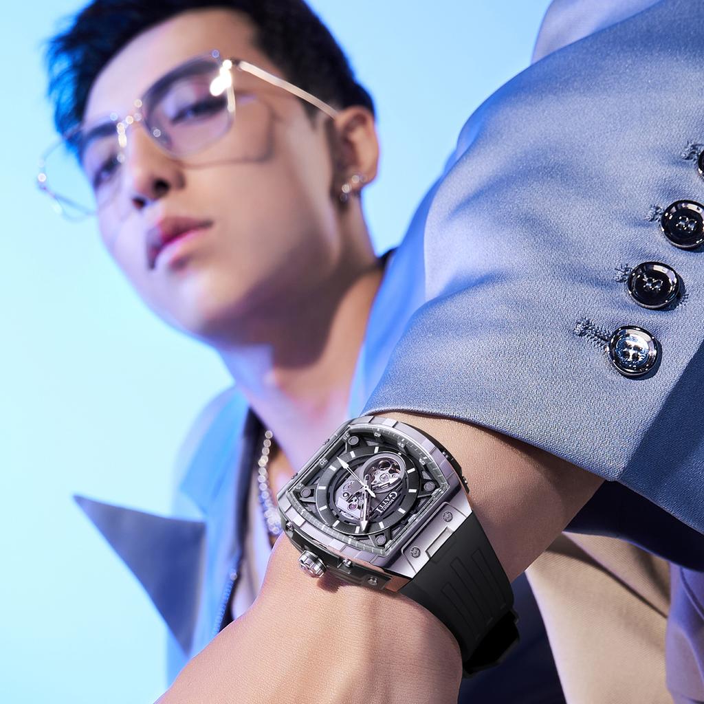 Zegarek marki Bonest Gatti. Modny męski automatyczny zegarek mechaniczny z tourbillonem