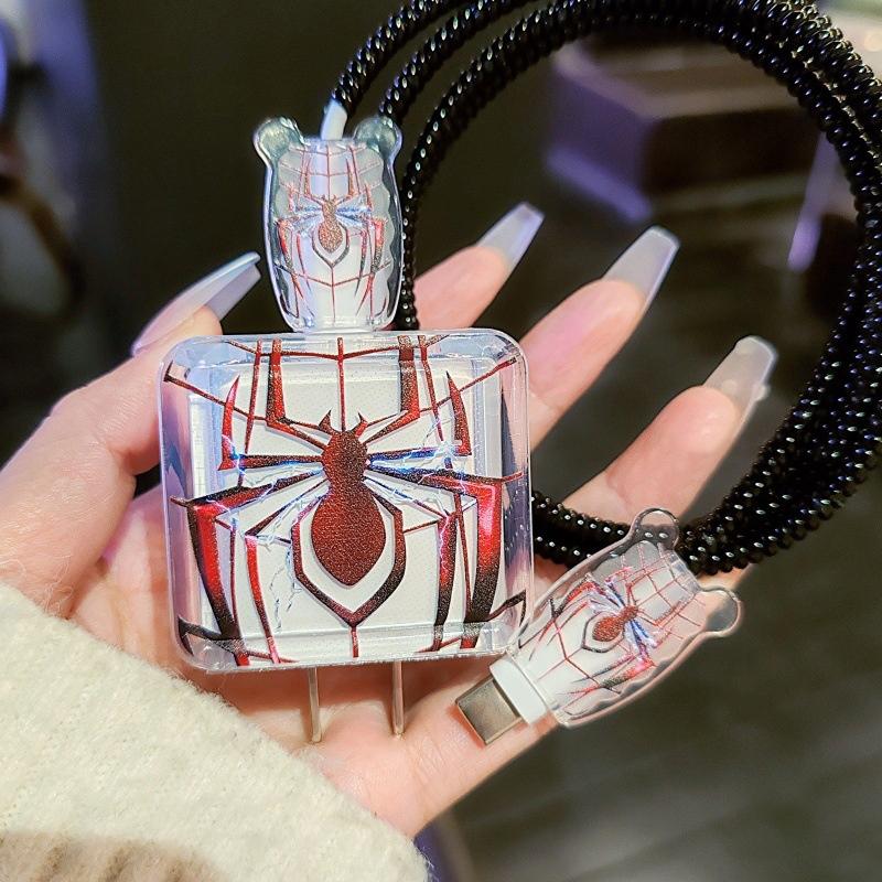 Spider Charger Data Cable Case For Apple Iphone 16 15 20W Charger Case Protection Cover Winding Kit Anti-Break Protective Rope