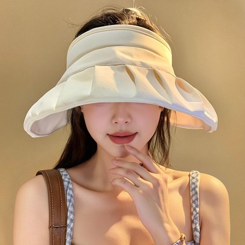 New Shell Sunshade Ice Silk Empty Top Hat Children's Summer Sunscreen Hat Outdoor UV Protection Big Brim