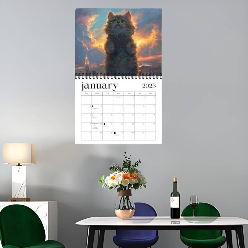 Cat Cosmic 2025 Calendar Fashion Spiral Living Room Wall Calendar Decoration