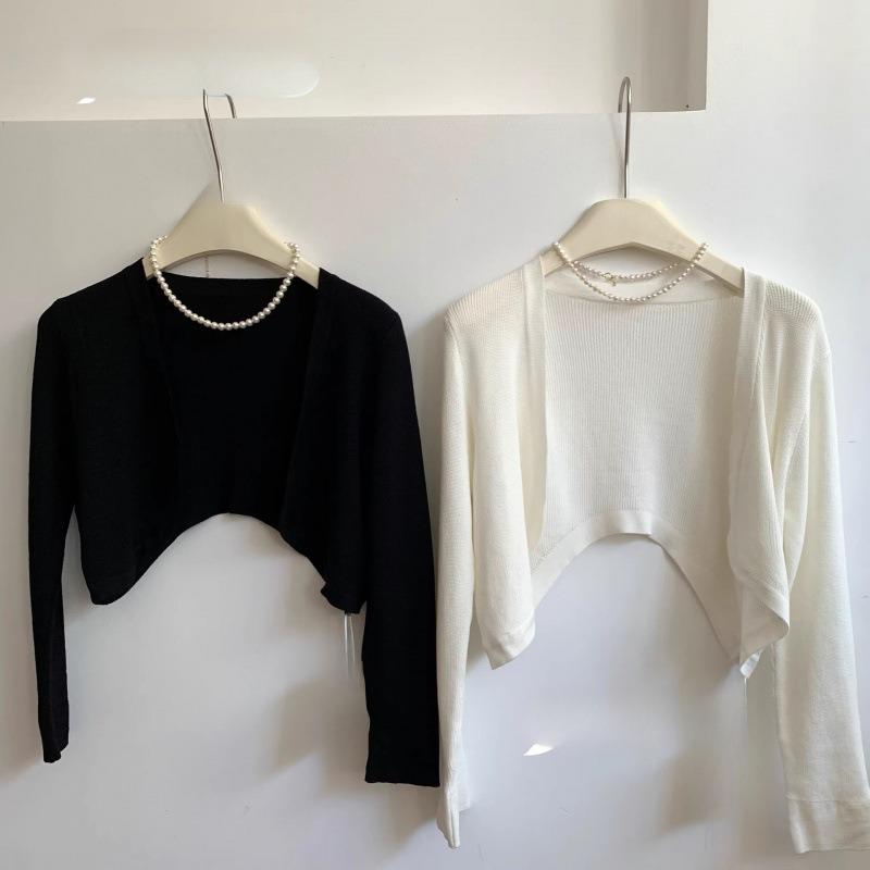 Small Vest Ice Silk Knitted Cardigan New Thin Shawl Long Sleeve Summer Outside Women's Sunscreen