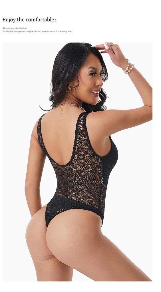 Women's Sexy Lace Sheer Bodysuit: Waist Slimming, Butt Lifting, and Body Shaping.