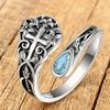 Elegant Adjustable Women's Cross Ring with Teardrop Turquoise - Versatile Hand Jewelry