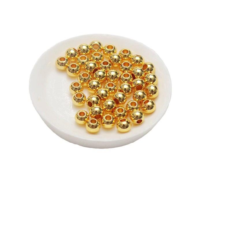 18K Gold Accessory: Shiny Small Solid Copper Round Beads for DIY Handmade Bracelets and Jewelry Spacers