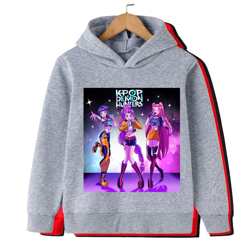 

Осень и Зима K-Pop Принт Охотника на Демонов Детское Худи Повседневный Пуловер Мода Девочка Теплая Толстовка Детская Одежда 100