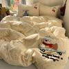 Cotton A-Class Embroidered Towel Set: 4-Piece Bedding for Dorms, Safe for Mother & Baby.