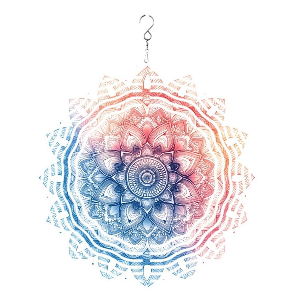 Colorful Mandala Wind Spinner – 2D Kinetic Christmas Decor, Gift for Women/Wife, Indoor & Outdoor Metal Wind Spinner, Thanksgiving & Holiday