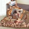 Ballerina Cappuccina AI Generate Character Italian Brainrot Warm Soft Blanket Plush Throw Blanket Couch Chair Flannel Bed Cover
