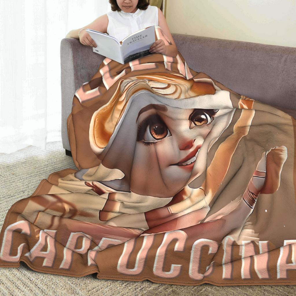 Ballerina Cappuccina AI Generate Character Italian Brainrot Warm Soft Blanket Plush Throw Blanket Couch Chair Flannel Bed Cover