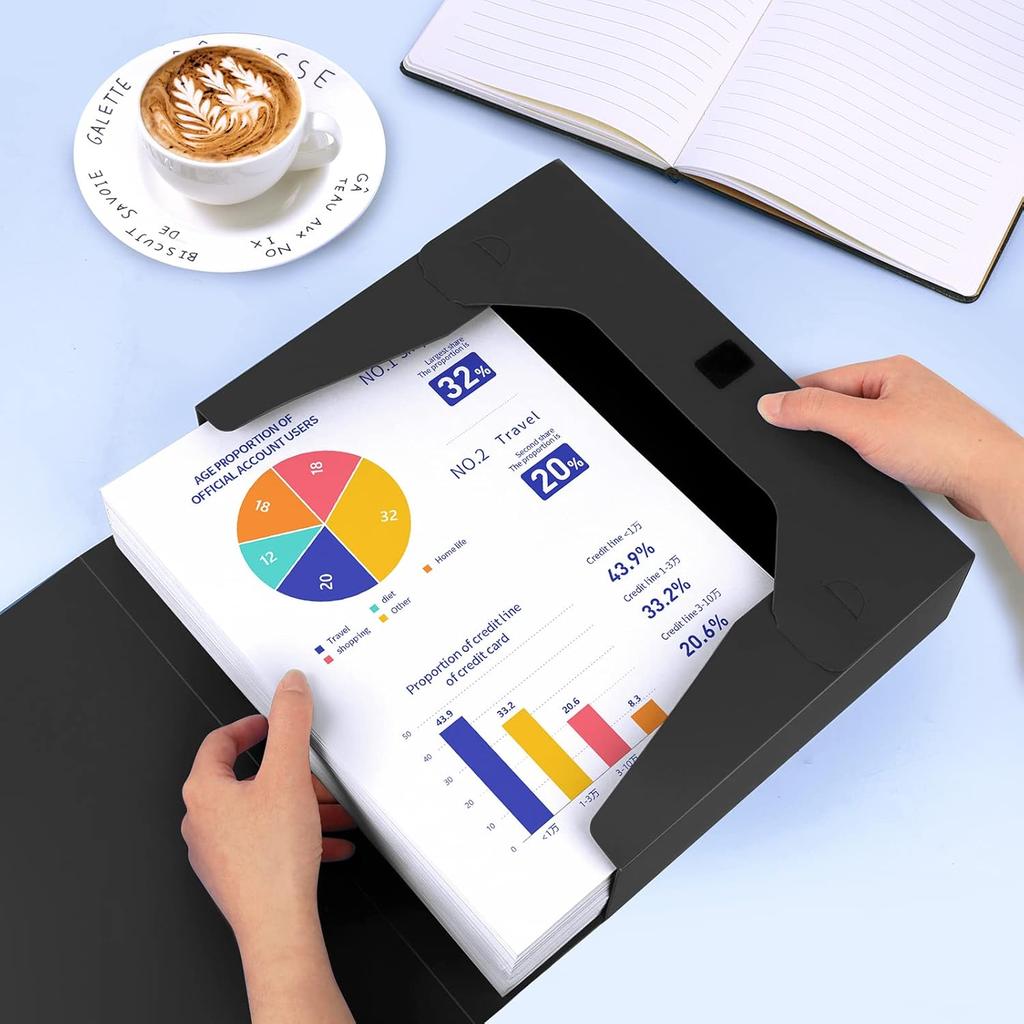 11pcs 7.5cm Blue File Box Thickened Folding Black File Box A4 Data Test Paper Storage Box Large Capacity Office Supplies
