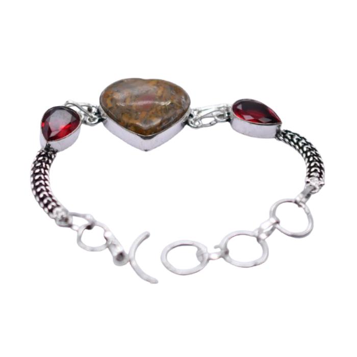 Jasper Red Garnet Gemstone Silver Plated Handmade Bracelet Jewelry 133