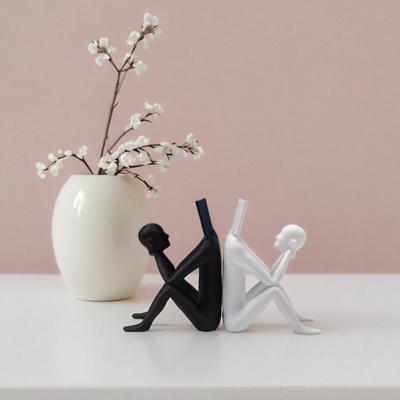 3D Printed Reading Man Statue, Abstract Book Head Sculpture, Creative Desk Decor, Phone Holder for Home Office Gift
