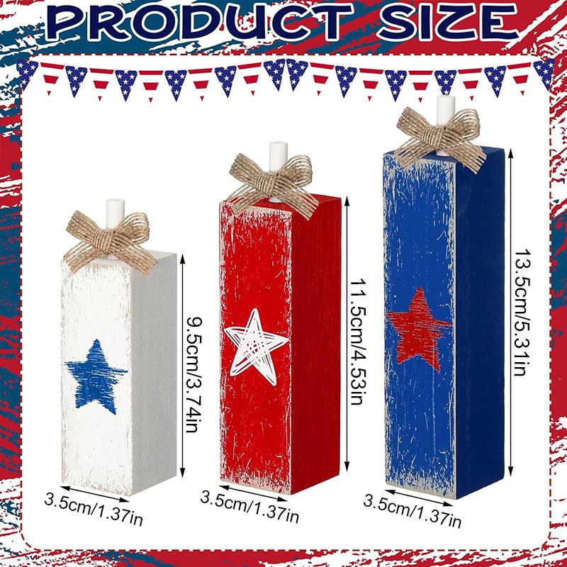 1PC Home Ornaments Wooden Tabletop Decorations American Flag Crafts Wood
