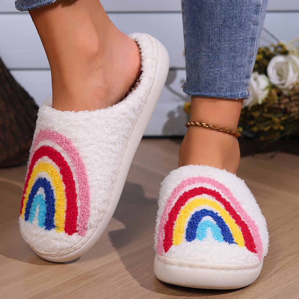 Autumn and winter cotton slippers floor cartoon pattern couple home slippers non-slip warm wear-resistant home essential