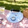 Outdoor Studenten-Fächerhut Wiederaufladbar Drei Geschwindigkeiten Sonnenvisierhut mit DIY-Aufklebern Cartoon-Stil Verstellbares Kopfband USB-Aufladung