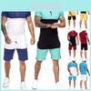 Stilvoller Herren Sommer Trainingsanzug Sportanzug T-Shirt und Shorts Outfit Set