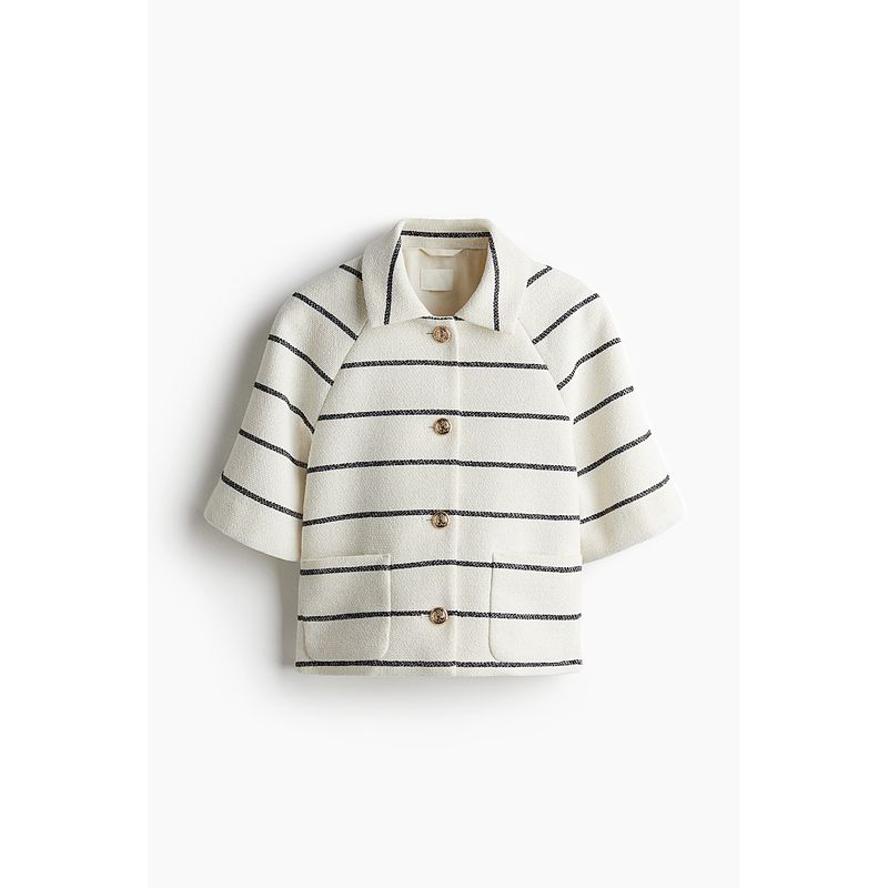 

HM Верхняя одежда 2025 Лето Новая Повседневная Мода Короткий рукав Верхняя одежда 1272456 White/Stripes 155/76(XXS)