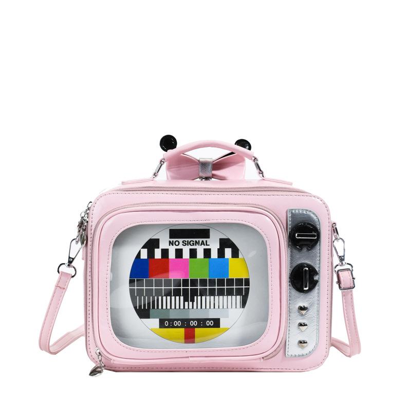 2025 New Retro TV Pain Bag Small Food Intake Square Antenna Bow Removable and Cross-shoulder