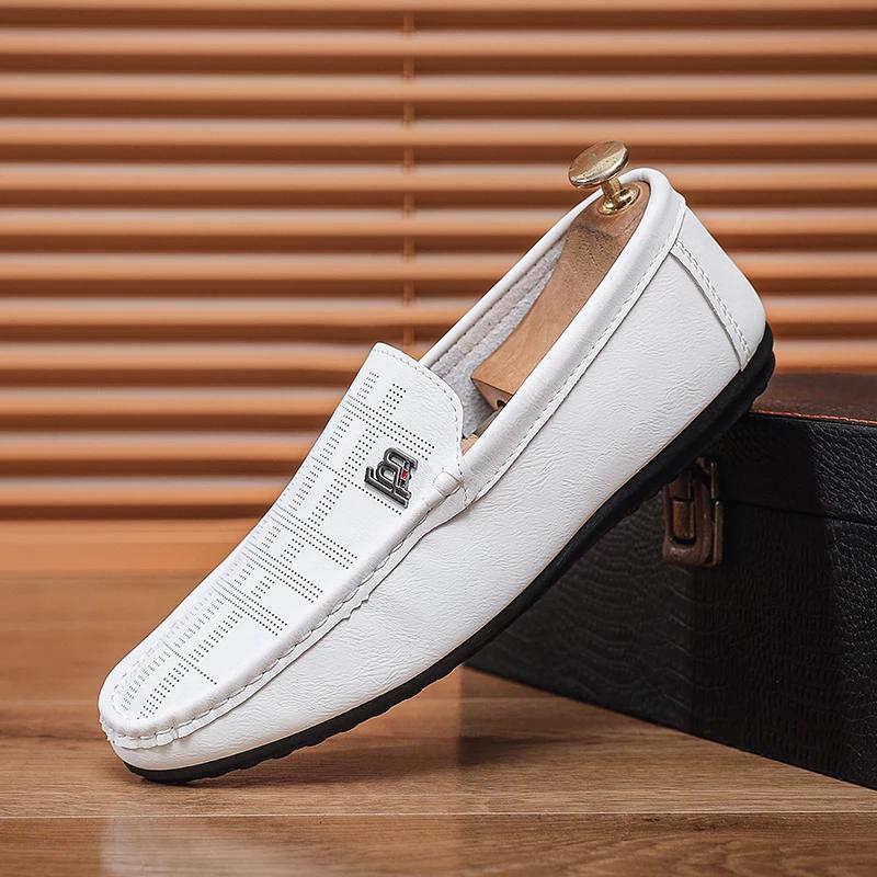 Leisure Men Leather Casual Shoes Luxury Brand Mens Loafers Moccasins Breathable Slip On Italian Driving Shoes Chaussure Homme