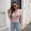 Fashion Women Sweater Autumn Winter V Neck Cutout Drop Shoulder Sleeve Waist Pullover Sizes S to L