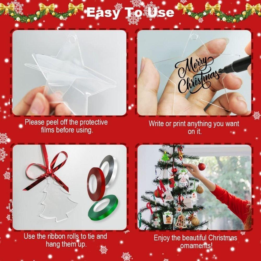 10Pcs Stockings Acrylic Christmas Ornaments Hanging Christmas Decoration  Home Party Supplies