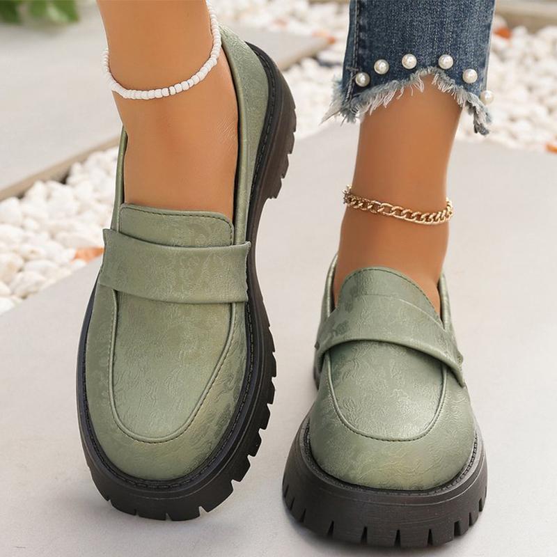 

Мода Мода Зеленые Туфли Лоферы Женские 2025 Круглый Носок Вышивка Туфли для Женщин Большие Размеры Платформа Повседневная Обувь Женская 43 зелёный