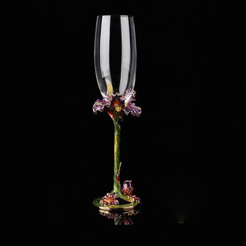 Shangqi Carved Enamel Crystal Champagne Glass Gift Set