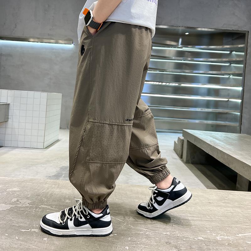 Boys Kids Summer Thin Anti Mosquito Elastic Waist Loose Cuffed Long Pants
