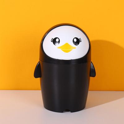 Stolní mini tučňák odpadkový koš s víkem držák na pero odklápěcí víko Uspořádání pomůcek Příslušenství pro domácí ložnici
