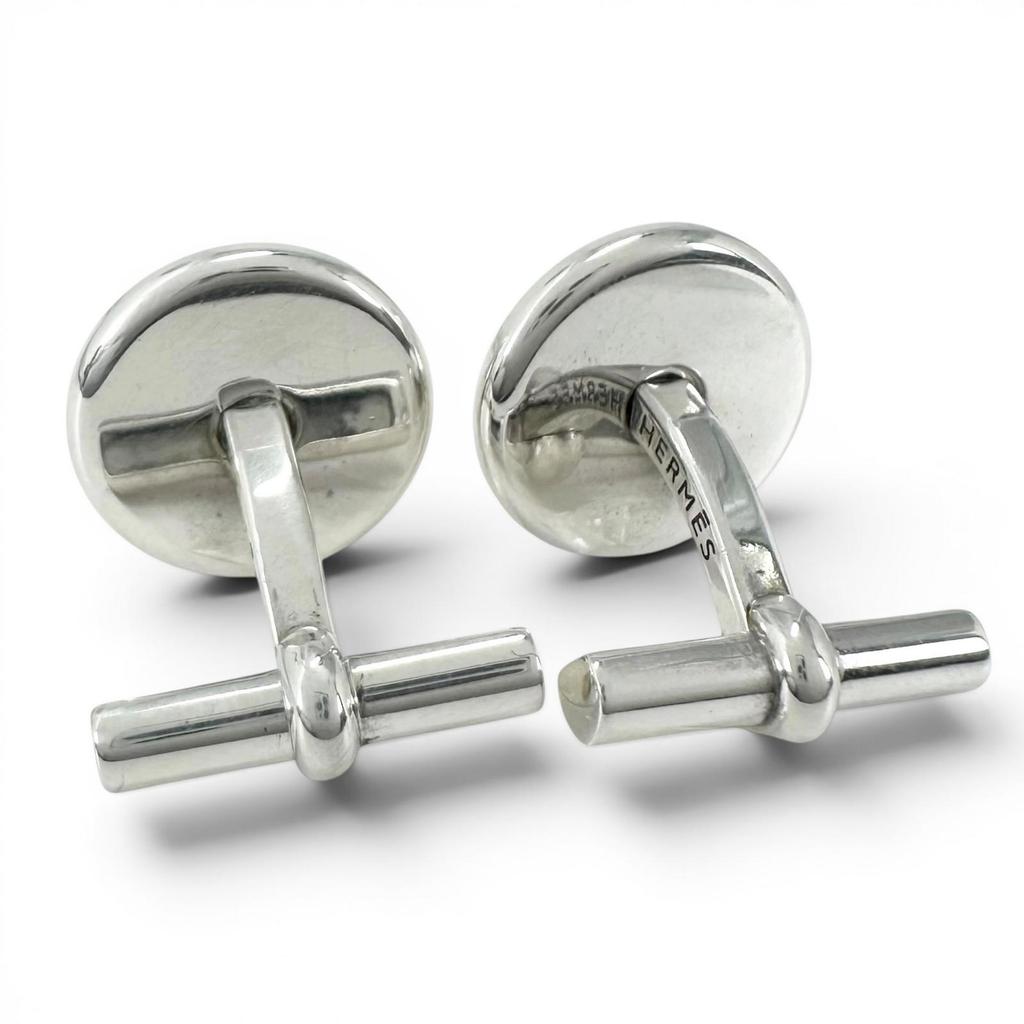 Great HERMES Cufflinks cufflinks Serie round Silver SV925 mens Used