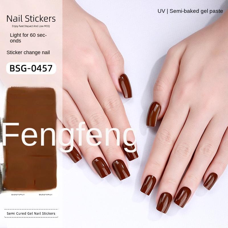 

Японские гелевые наклейки для маникюра, однотонные, новые технологии, полуотвержденные наклейки для ногтей BSG-0457