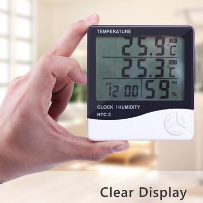 Digitálny LCD merač teploty a vlhkosti HTC-2 Domový vnútorný vonkajší vlhkomer teplomer Meteorologická stanica s hodinami