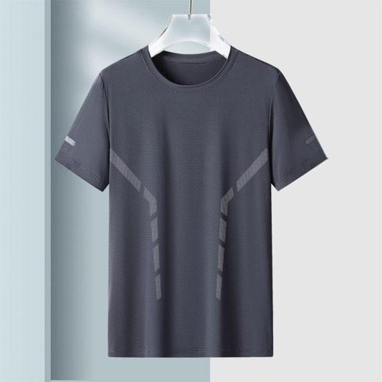 Men's Loose Fit Ice Silk T-Shirt with Round Neck and Short Sleeves - Casual and Sporty Daily Wear