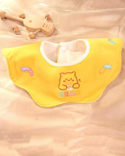 2PCS Baby Bibs, Ultra Soft Absorbent Waterproof Drool Bibs with Snap Button for Boys Girls Infants Toddlers (Pink + Yellow)