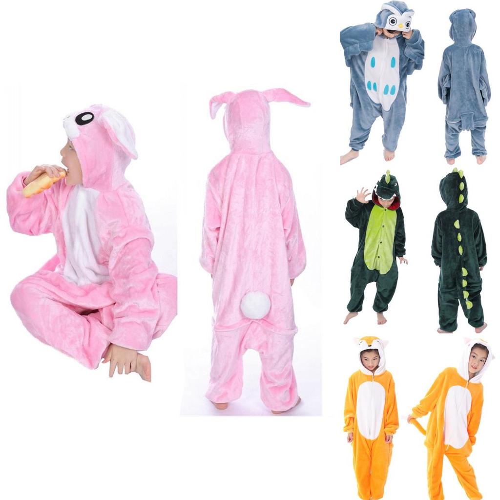 Entzückender Tier-Flanellpyjama für Kinder mit gemütlichem Onesie-Schlafanzug mit Taschen