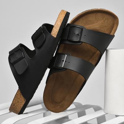 Fashion Stylish Heel Adjustable Slippers Summer Men's Casual Falts Simple Solid Color Buckle Half Drag Slip-On Shoes Outdoor Male Slides