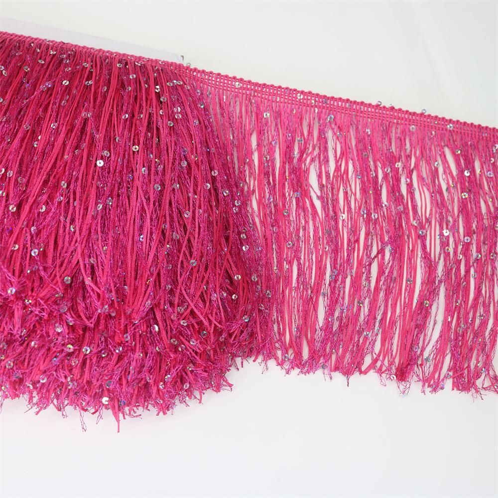 20Cm Wide Sequin Double-Wire Encrypted Nylon Row Beard Fringed Lace Latin Dance Clothing Accessories