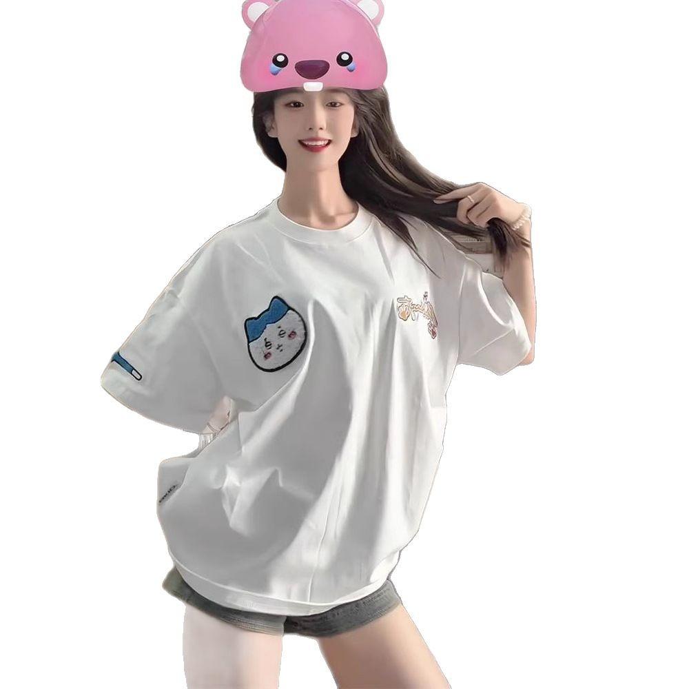 Cartoon Print Unisex Cotton Summer T-Shirt, Short-Sleeve, New 2025 Style