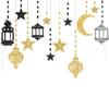 DIY Paper Ramadan Kareem Decor Gold Silver Hang Garland Star Moon Lantern  Eid Atmosphere