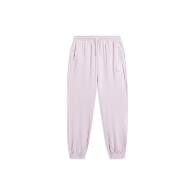 Li Ning Sports Lifestyle Series Solid Color Tapered Knit Joggers Women Joggers Lilac AKLT404-1