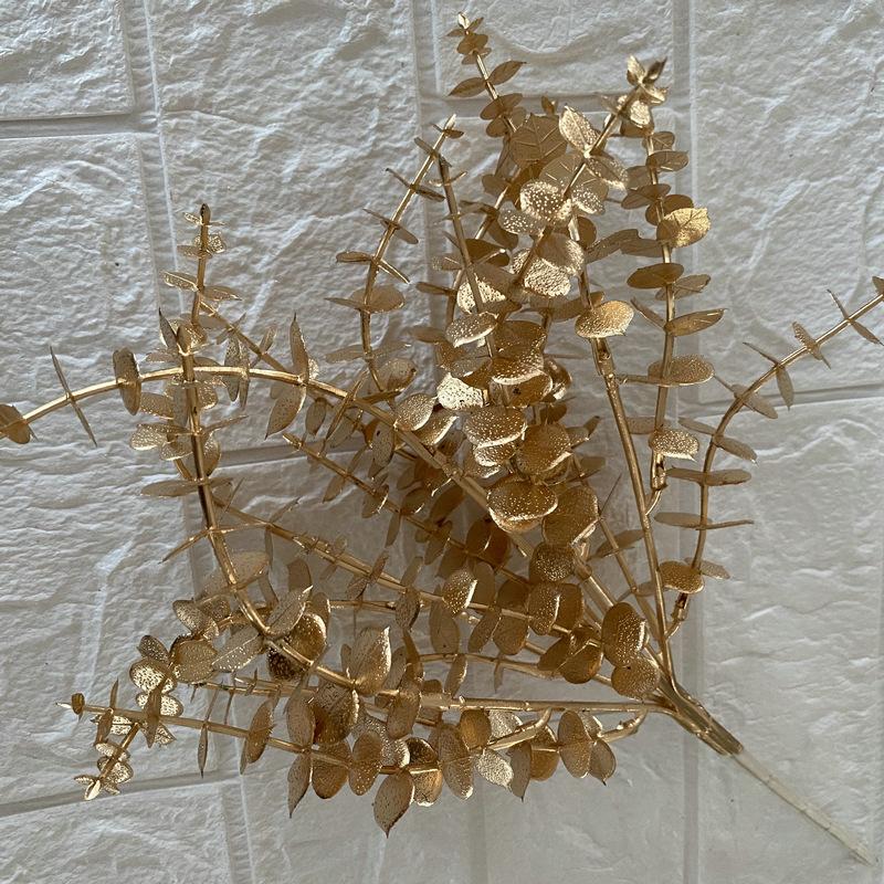 Artificial Golden Eucalyptus Hydrangea Fan Leaf Fake Flower Wedding Photography Home Hotel Ginkgo Leaves Plant Accessories Decor