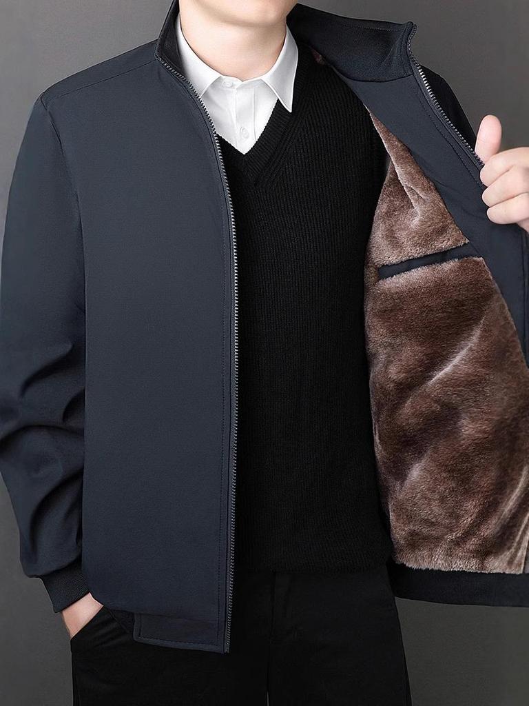 2025 Men's High-End Executive Cotton-Padded Jacket: Warm, Thickened Outerwear for Middle-Aged and Elderly