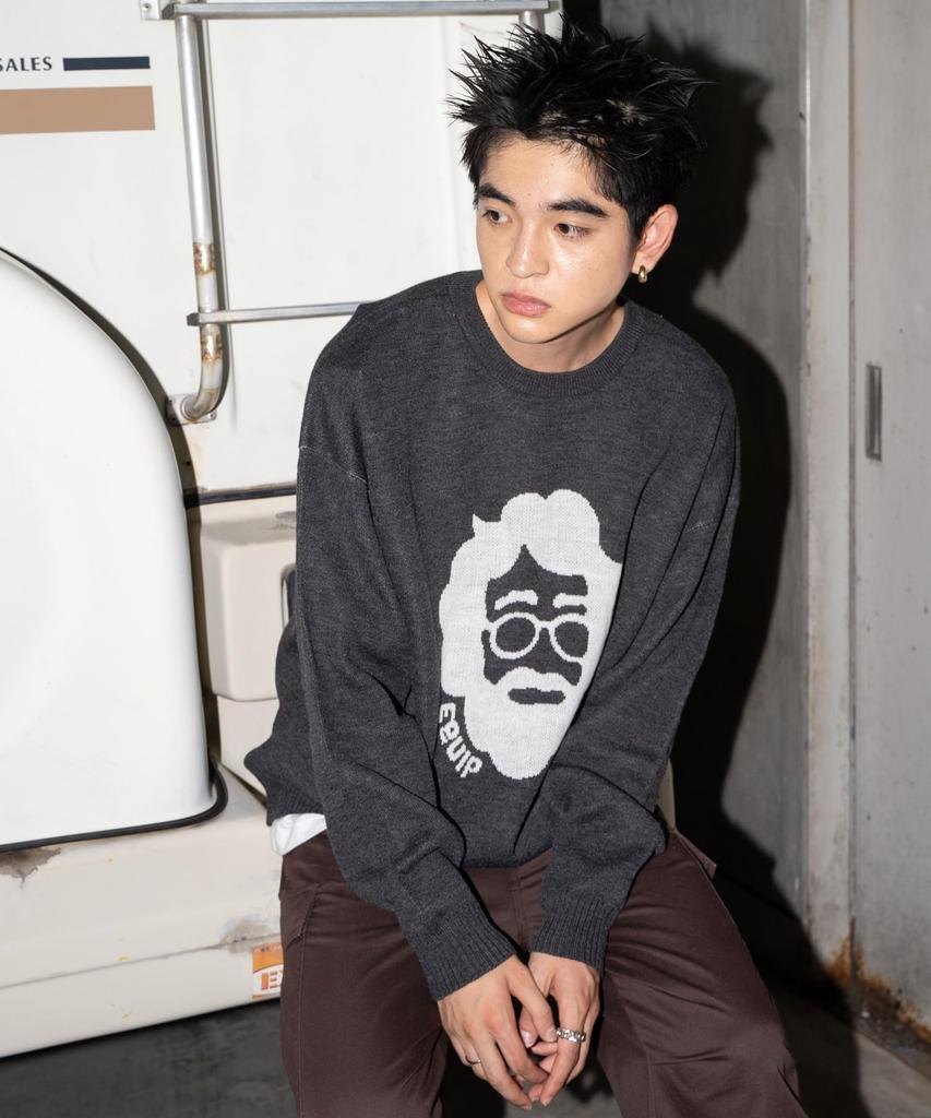 WEGO Unisex Knit Jacquard Graphic Pullover Long Golf Loose Korean Size Pattern 12 Sweater, Oversized, Sleeve, Wear, Fall/Winter Casual, Fit, Style,