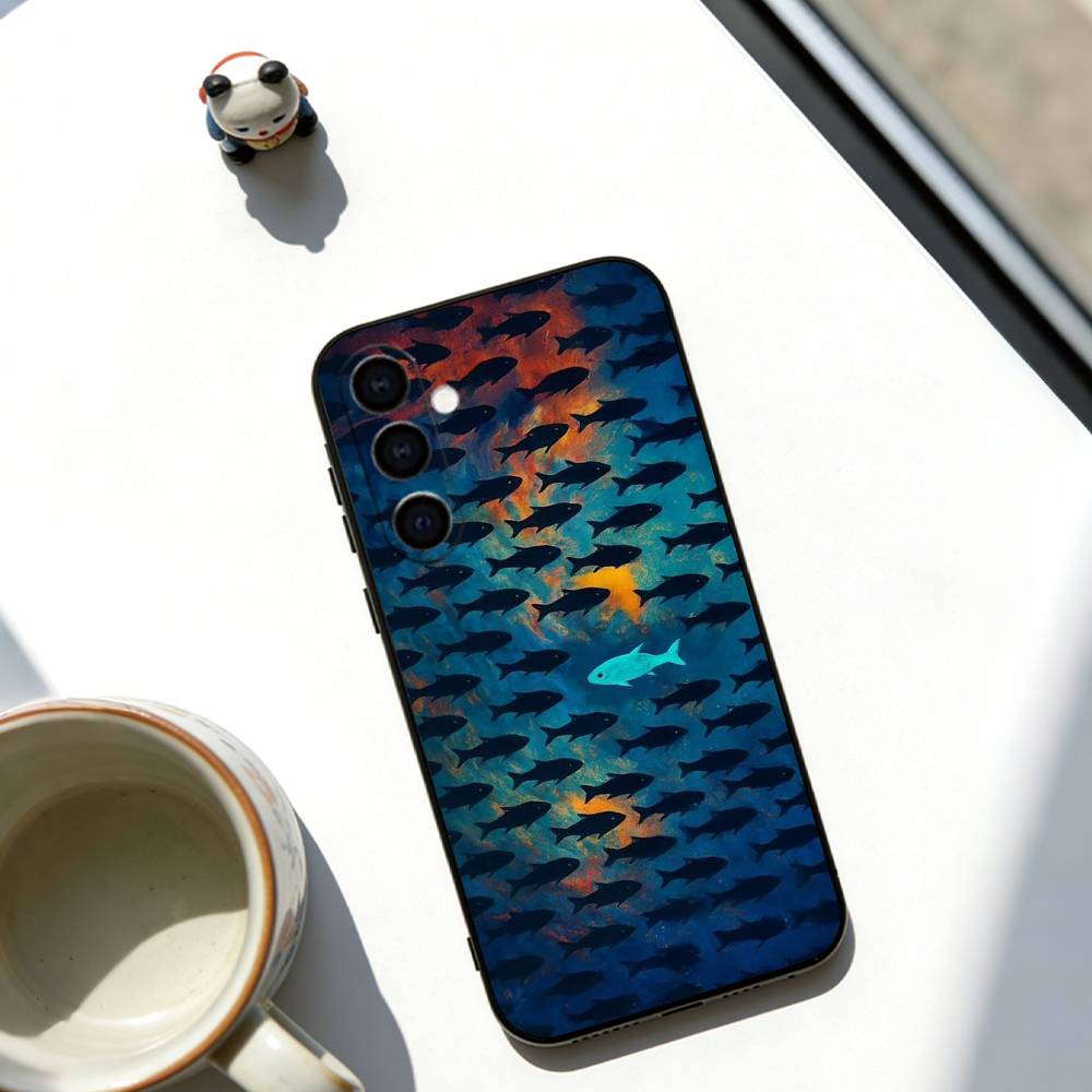 Small Fish Phone Case For Samsung Galaxy A73,A72,A71,A70,A53,A52,A51,Others Soft Black Cover