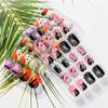 Glue Self Press On Fire Full Cover Nail Art Decorations Fake Nail Tips Manicure Short False Nails
