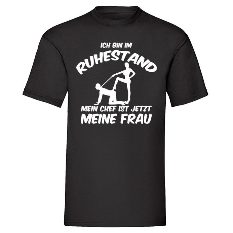 ICH BIN IM RUHESTAND MEIN CHEF IST JETZT MEINE FRAU Herrenbekleidung Grafik-T-Shirts Baumwoll-Oberteile Rundhals Kleidung Herren T-Shirt-Oberteile