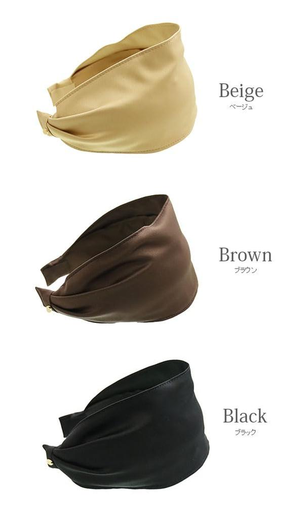 VINGTAINE Wide Satin Hair Headband, Wedding, Party, Accessory, Black, HK-35-BK